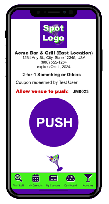 A sample of our push button coupon.