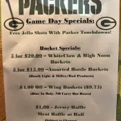 Flyer by Lazy Oaf of Packer Game Day events.