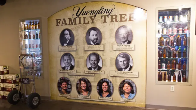 The Yuengling Brewery family tree as pictured at the brewery’s museum in Pottsville, Pa.