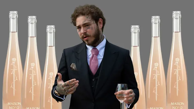 Post Malone with Maison No. 9 bottles. 