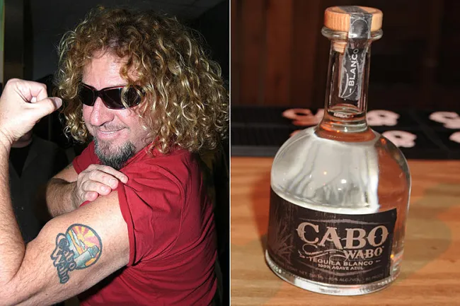 Sammy Hagar (left) and the brand of Tequila he founded, Cabo (right).