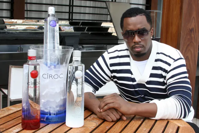 Sean "Diddy" Combs with bottles of Ciroc Vodka.